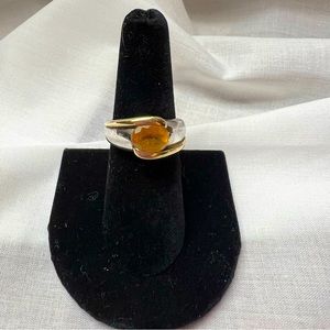 Sterling Silver & 18k gold ring with a yellow topaz